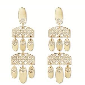 Kendra Scott Emmet Matte Gold Plated Filigree Dangle Earrings‎ New